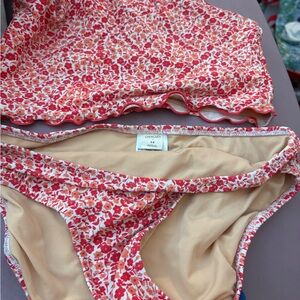 Floral Bikini Set in Red and White